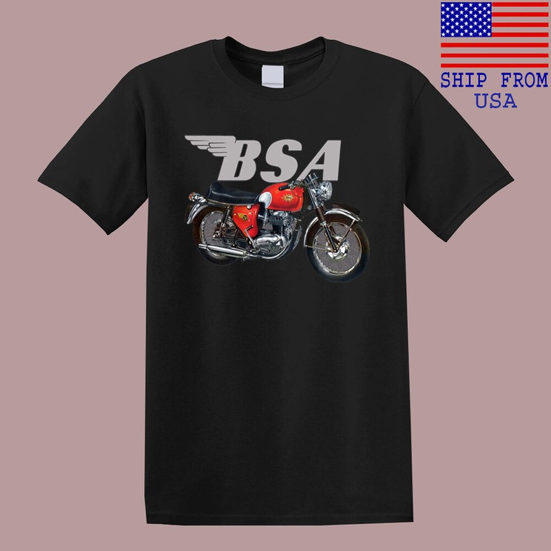 BSA Retro Motorcycle Men’s Black T-Shirt Size S-5XL