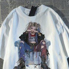Harley Quinn Short Sleeves Comic Graphic White T-Shirt