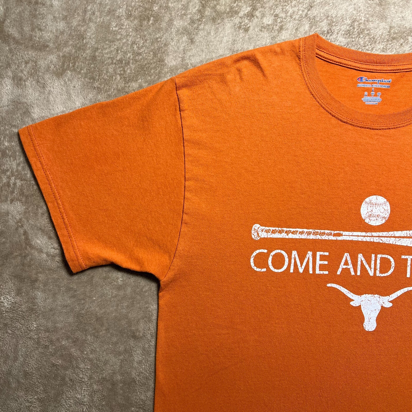 Champion Texas Longhorns Come And Take It T Shirt Mens L Burnt Orange Baseball gallery
