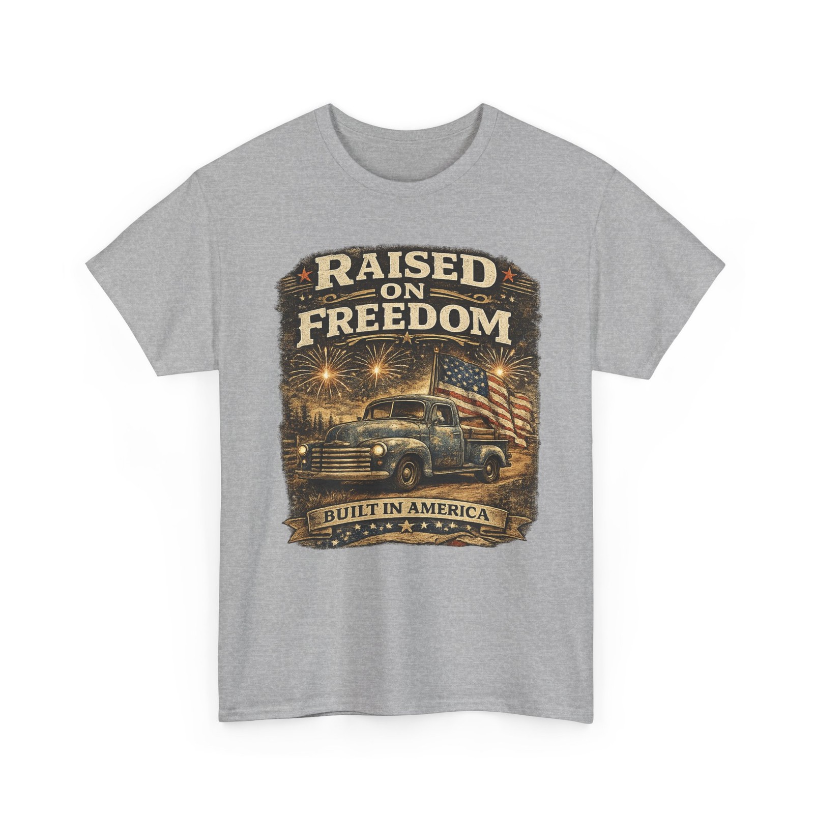 Raised On Freedom Patriotic Truck USA Flag 4th Of July T Shirt Freedom Tee gallery
