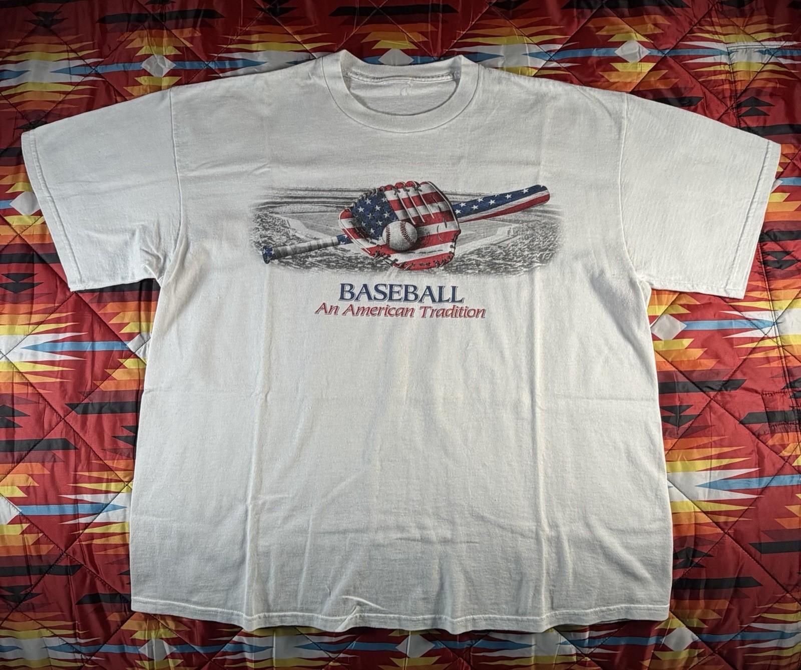 Vintage 90s Baseball An American Tradition White T-Shirt Mens Large MLB USA gallery