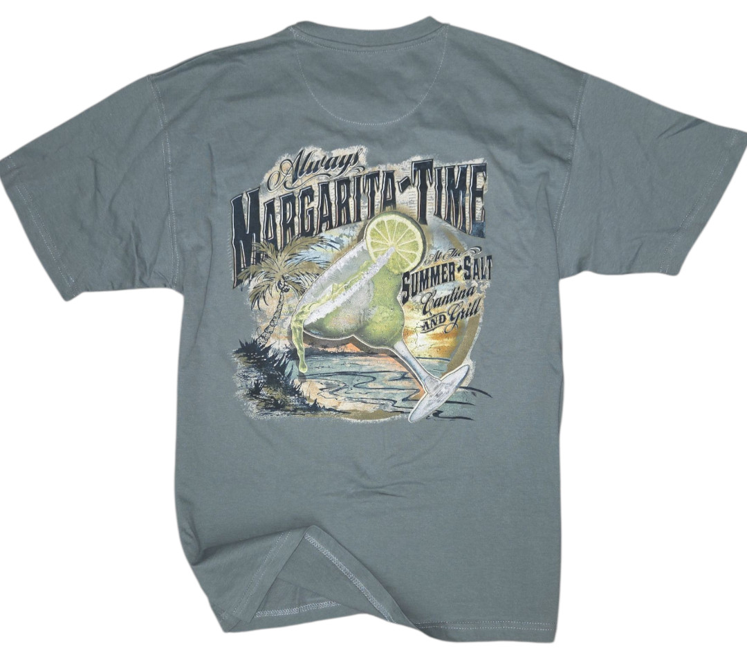 Newport Blue Men's T-shirt -SIZE LARGE -Margarita -Dive Bar-Relax-Palm Trees-NEW gallery
