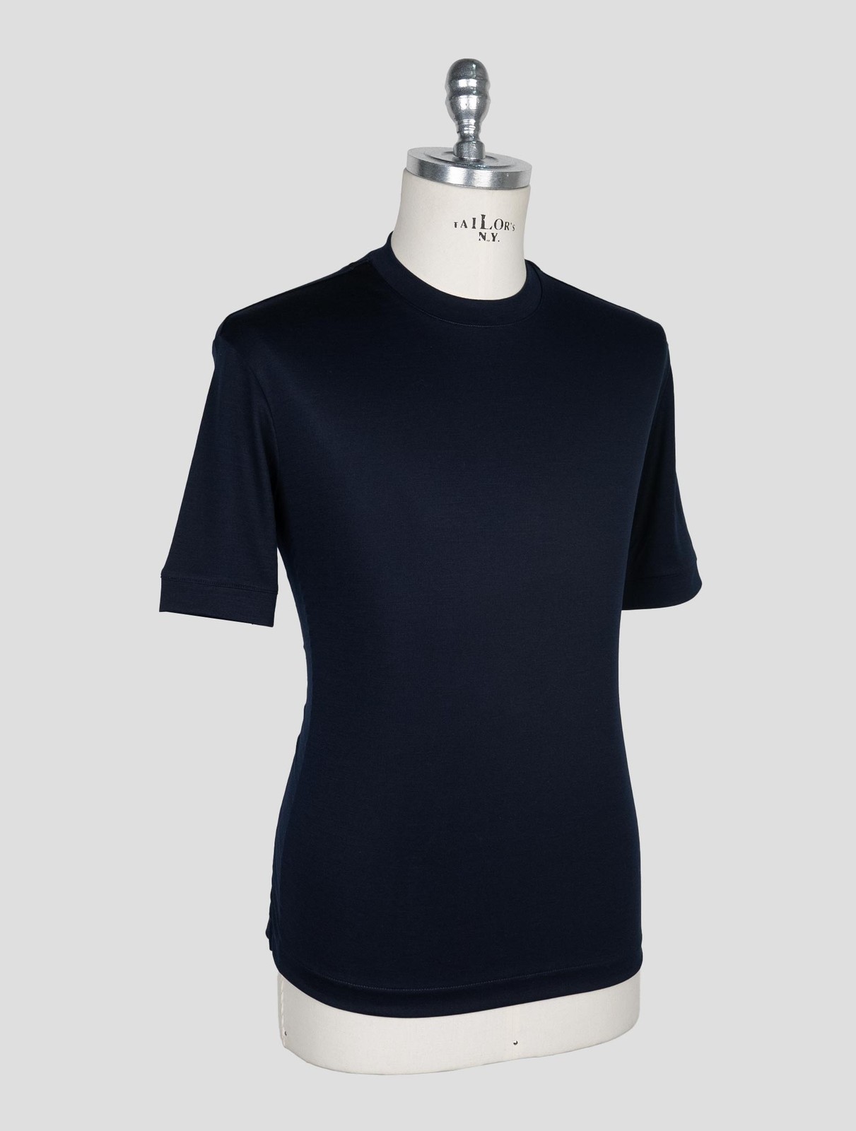 NEW RICHARD SMITH DARK BLUE LORO PIANA WOOL AUSTRALIS AQUA T-SHIRT EU 56 - US 4 gallery