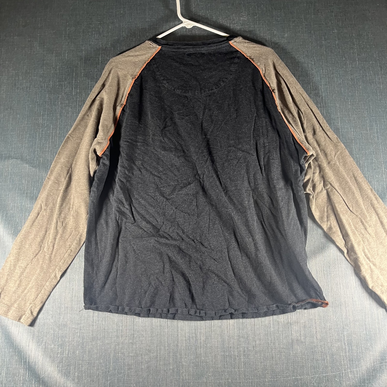 Carbon2Cobalt Shirt Mens Large Long Sleeve V Neck Raglan Contrast Casual Pullove gallery