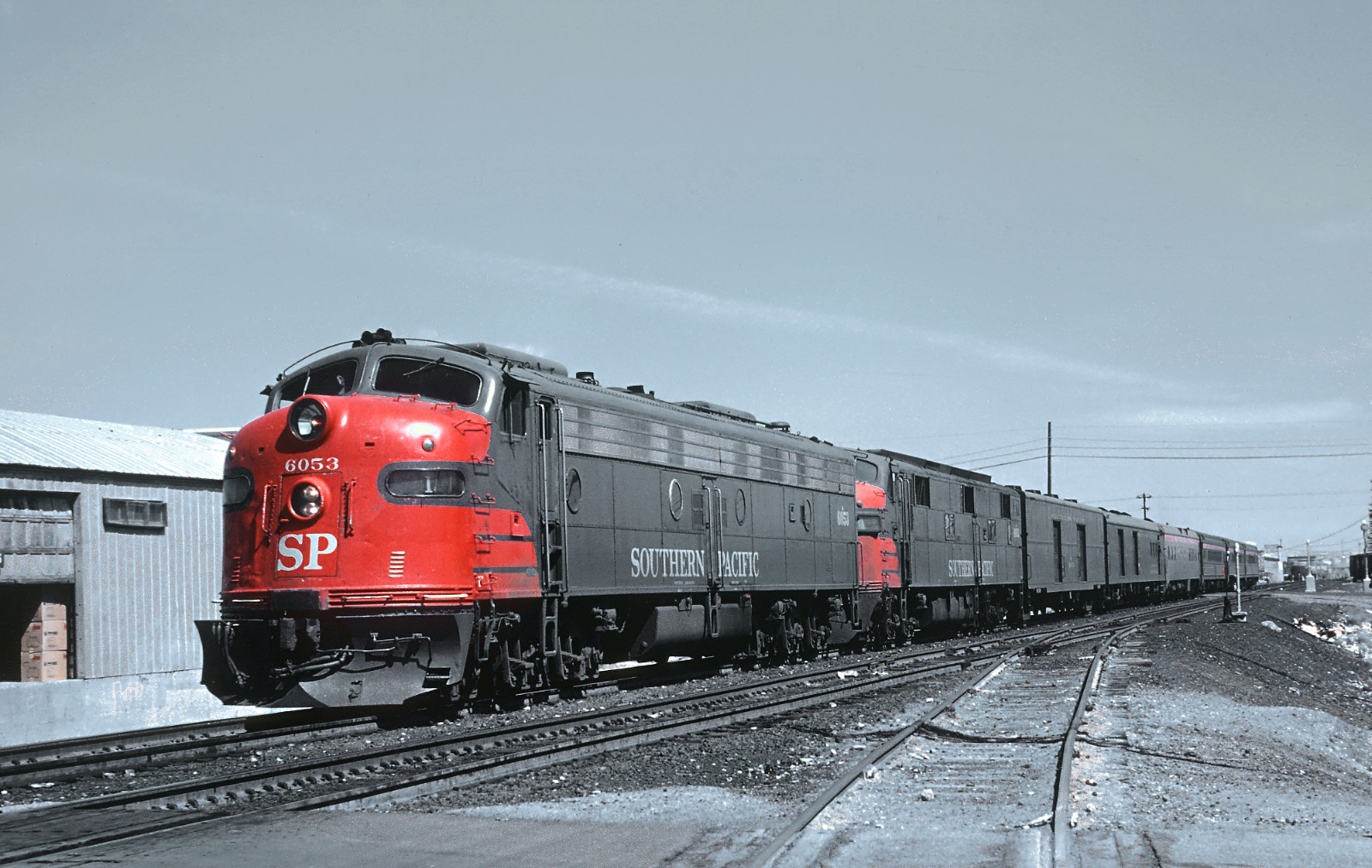 SP 6053 E9A with Train 1 the Sunset, El Paso, TX on March 21, 1967 11 x 14 Photo