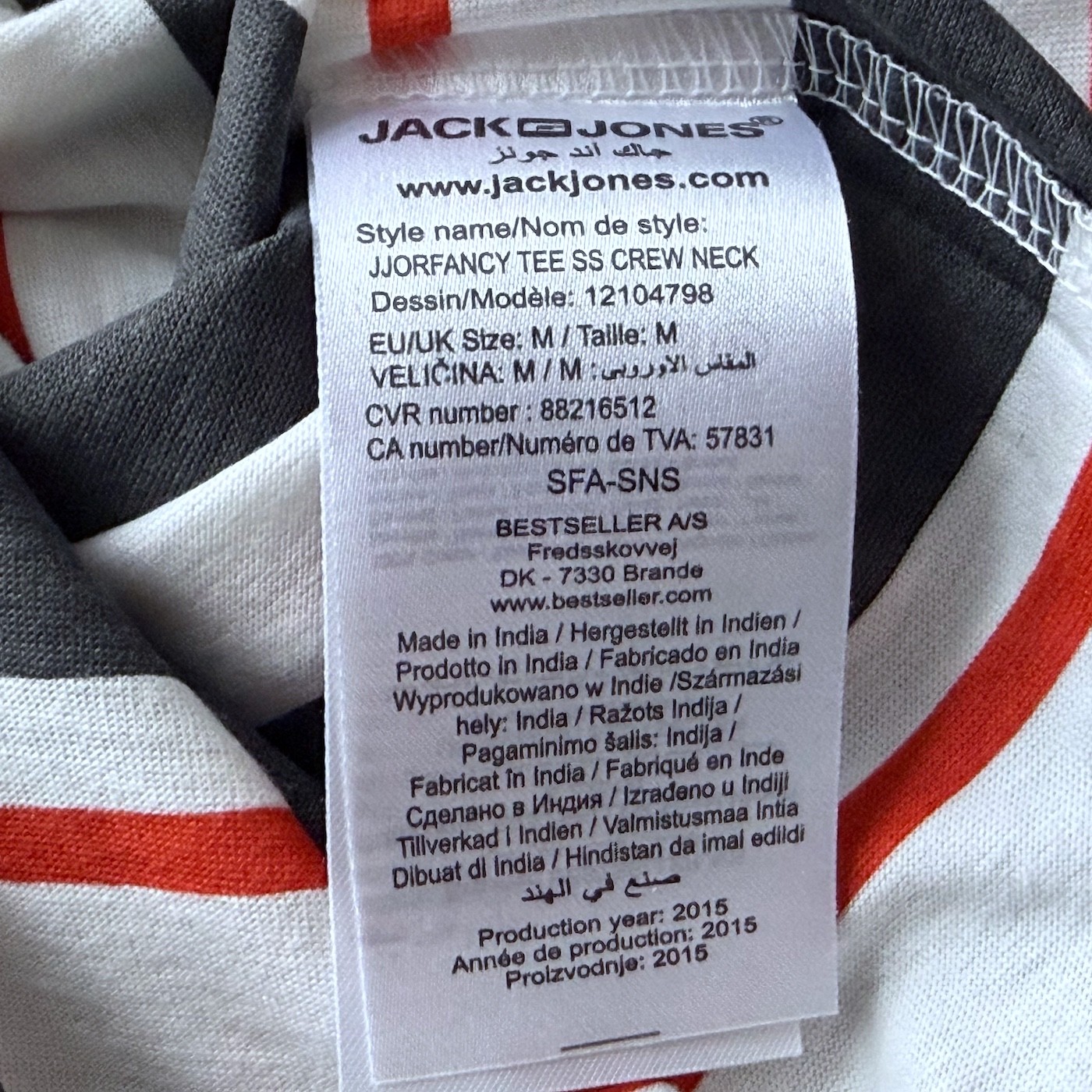 Jack & Jones JJORFANCY 100% Cotton Cloud Dancer/SLIM NARRO T-Shirt Size M gallery