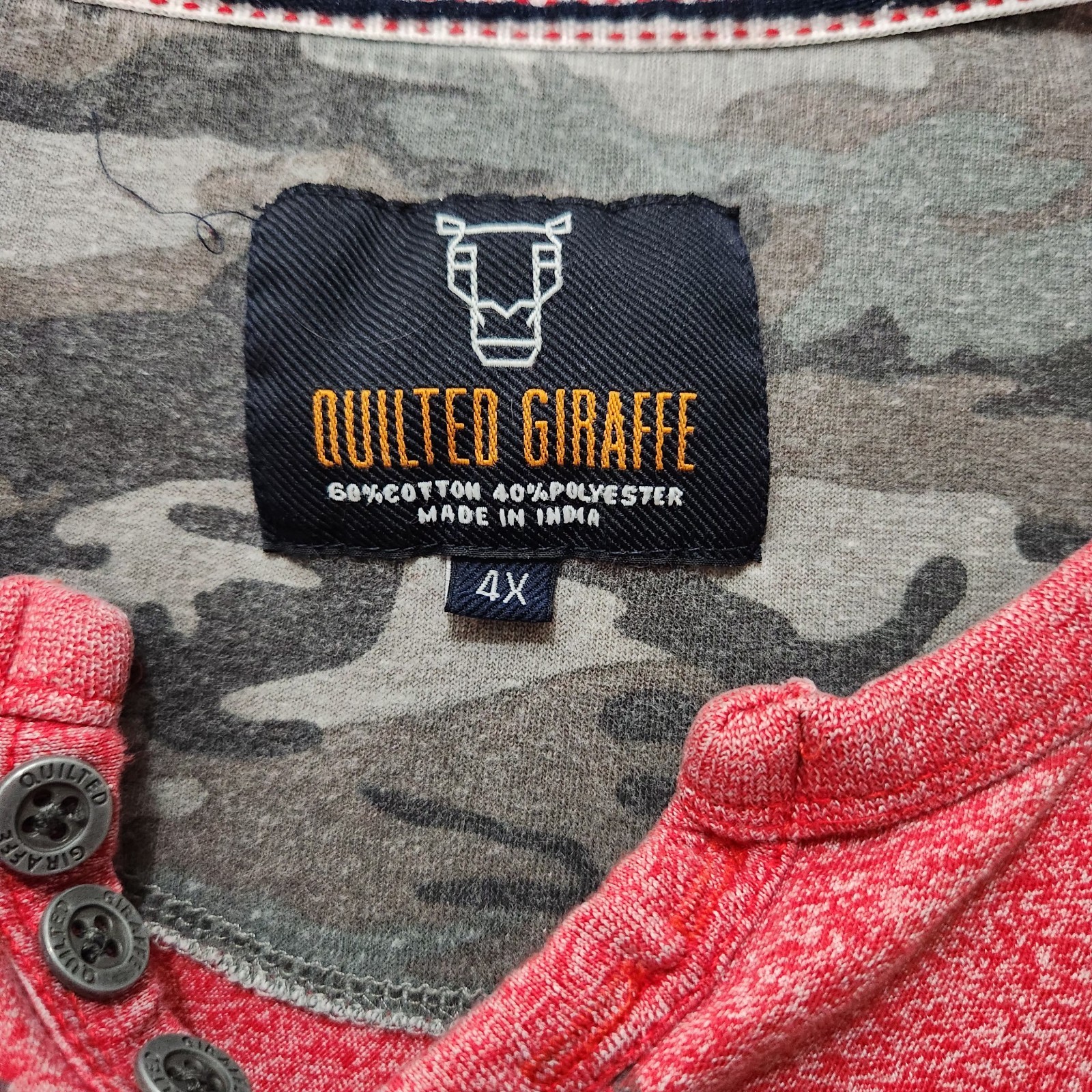 Quilted Giraffe Red Mens Sz 5x Graphic Short Sleeve T-Shirt gallery