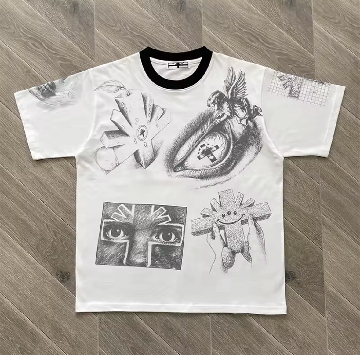 Vertabrae Mixed Feelings Tee White Men's Round Neck Cotton Short Sleeve T-shirts gallery