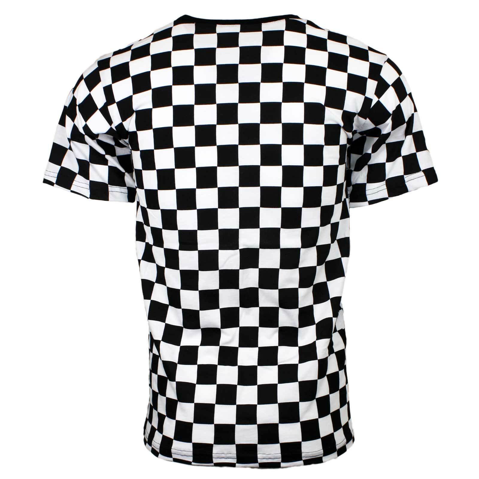 Adult Men's RAD 80's Short Sleeve PUNK Checkered Shirt Black White S M L XL 2XL gallery