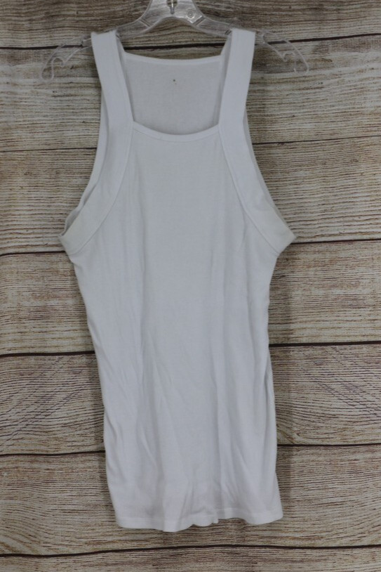 Mens XL White Ribbed Tank Top Sleeveless Undershirt A Shirt Basic Cotton gallery