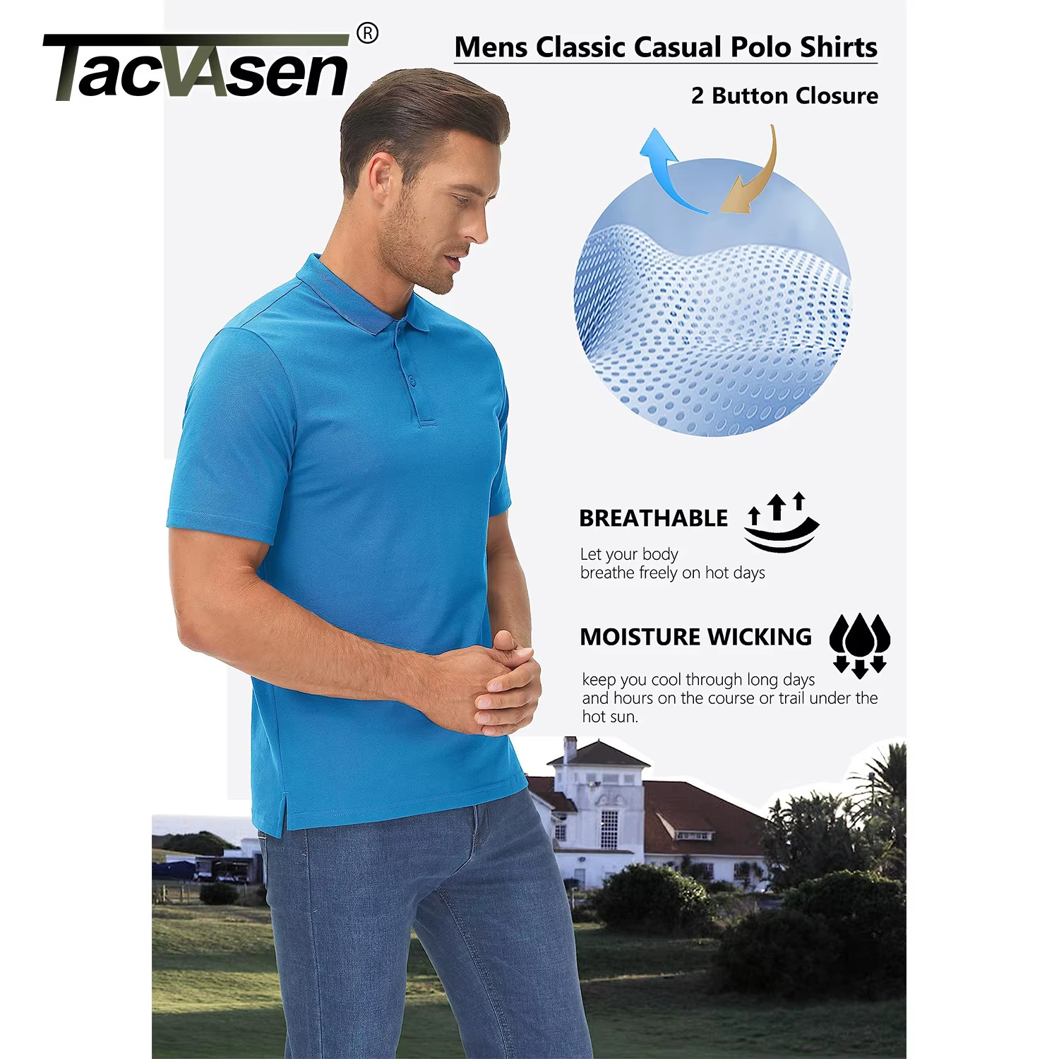 Mens Polo Shirt Short Sleeve Breathable Sports T-Shirt Summer Casual Top gallery
