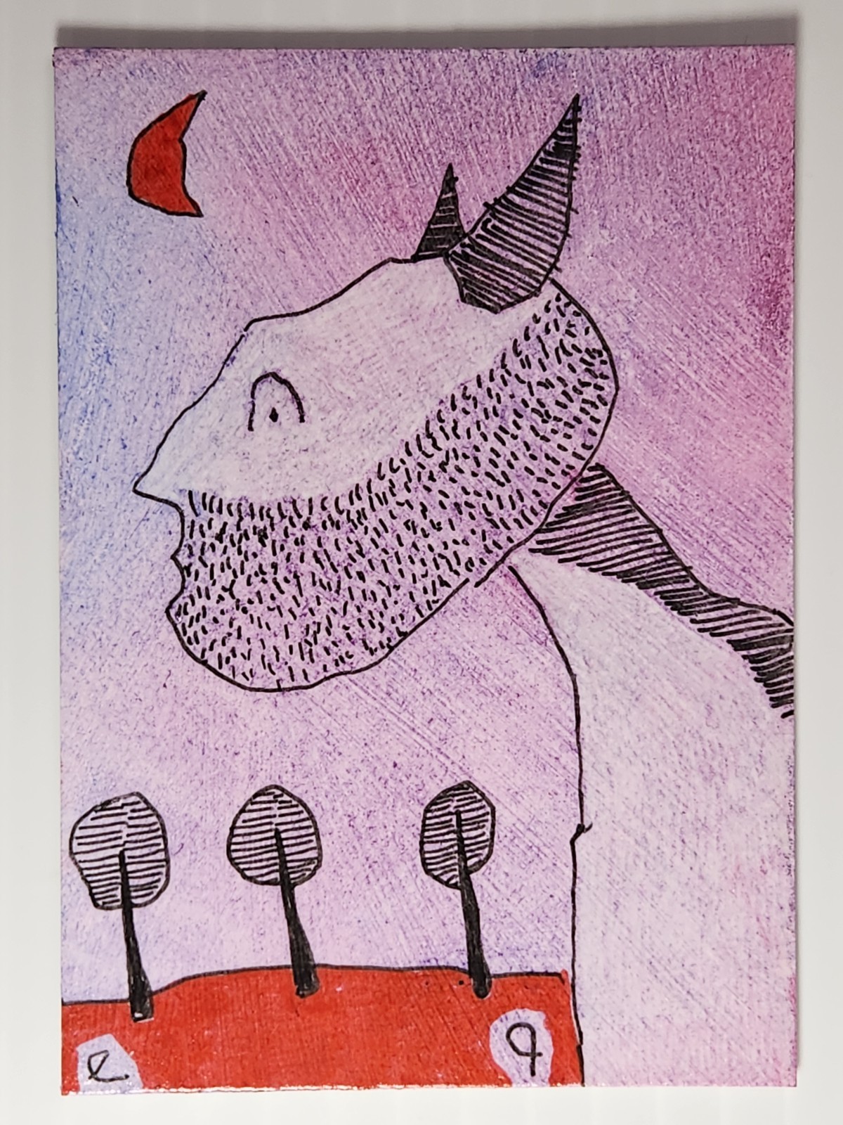 e9Art ACEO man with horns outsider art