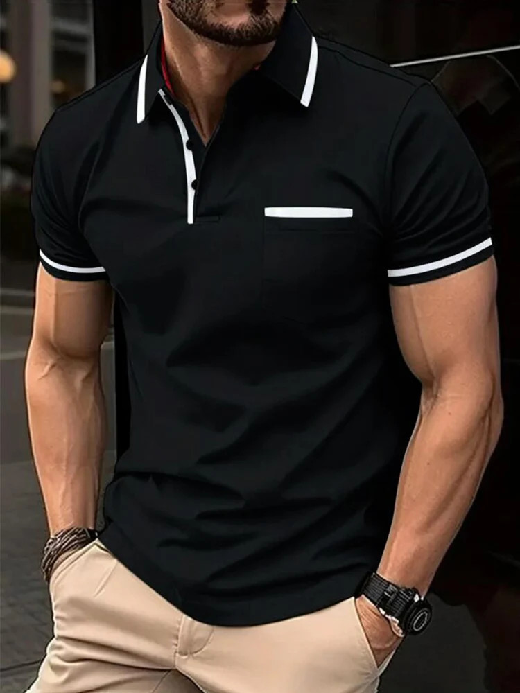 Camiseta Con Cuello Levantado Cremallera Para Hombre Camisa De Manga Corta Men gallery