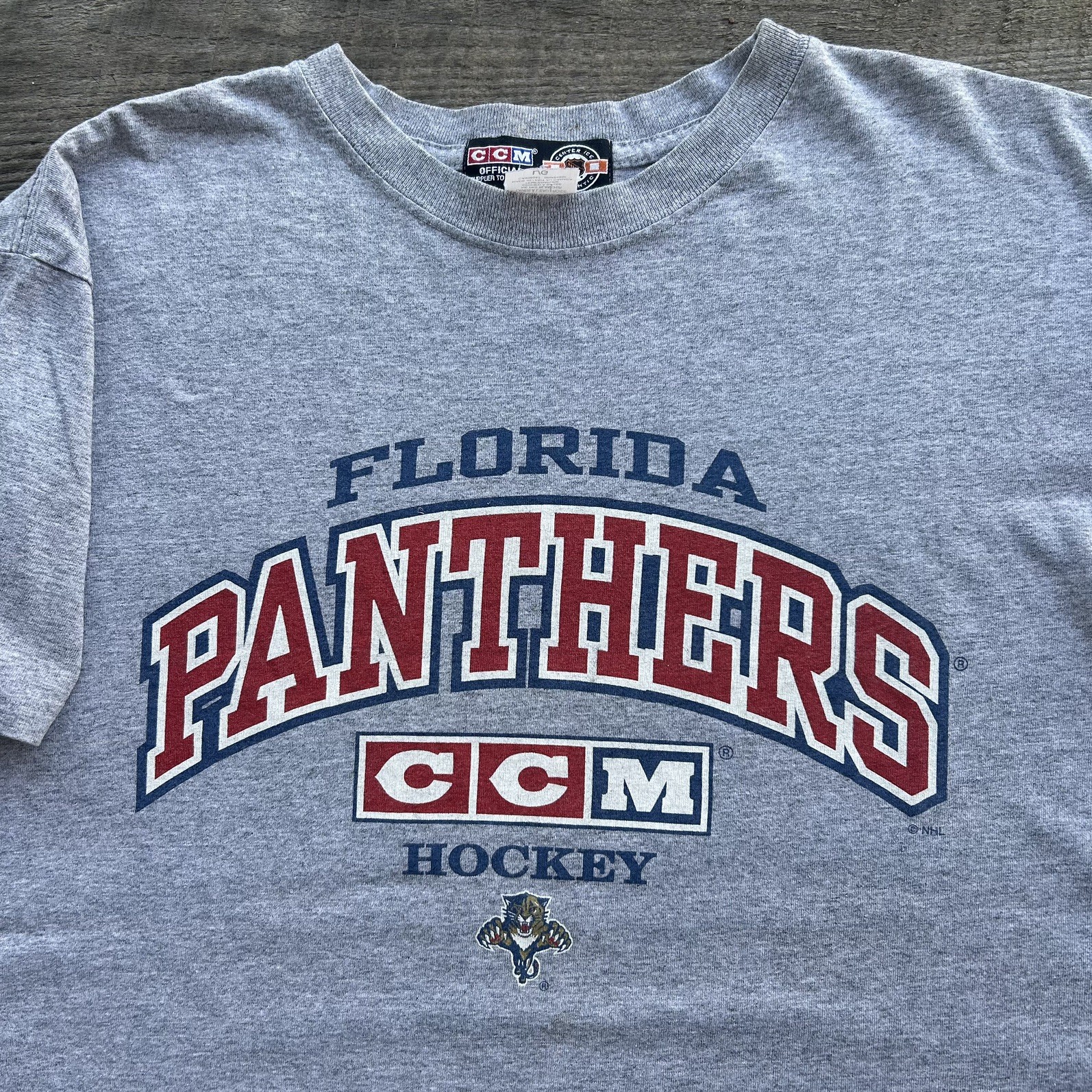 Vintage Florida Panthers NHL T Shirt Gray Hockey CCM Center Ice Tee 90s Sz Large gallery