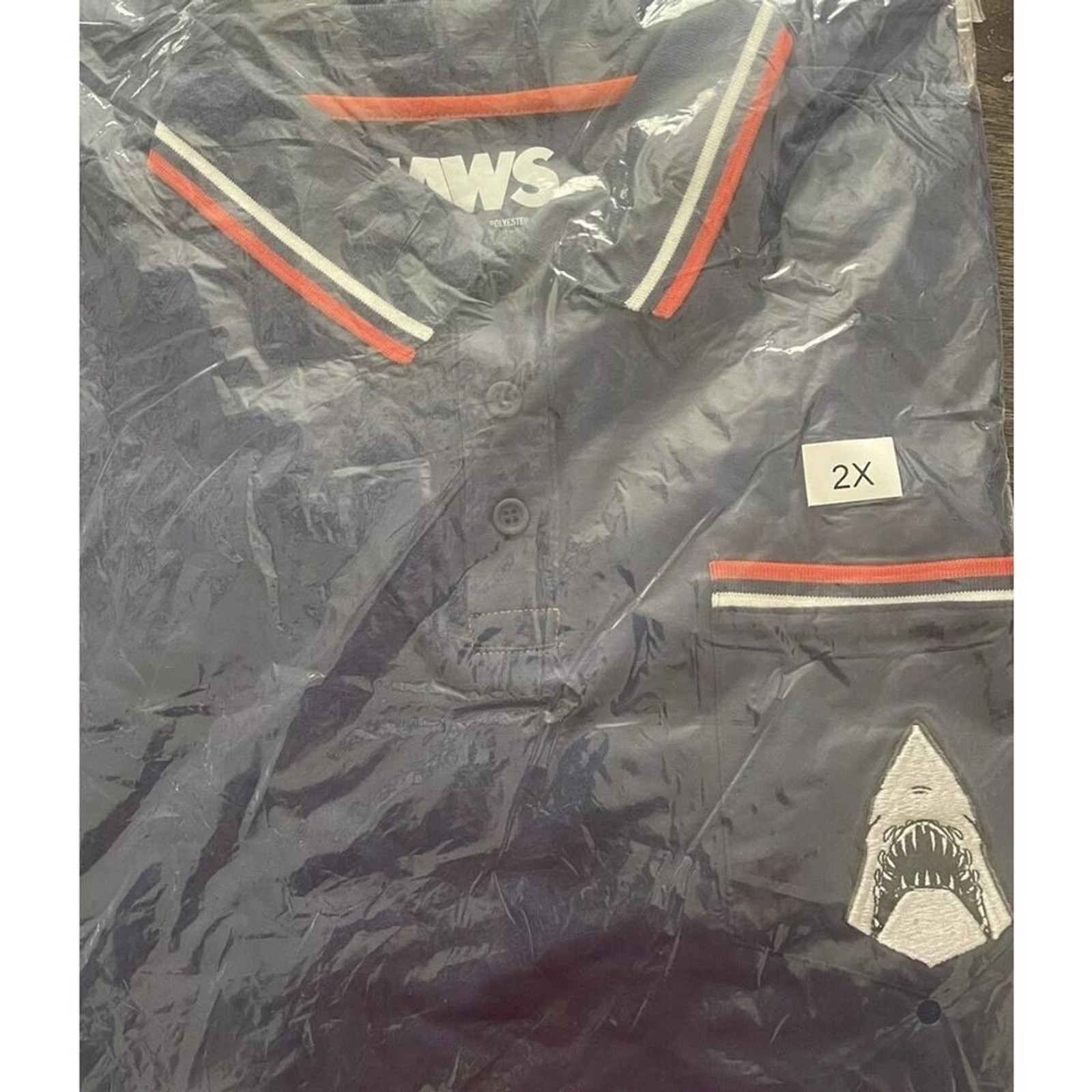 Fright Rags JAWS Blue Golf Polo Movie Shirt Embroidered 2XL Horror Shark New gallery