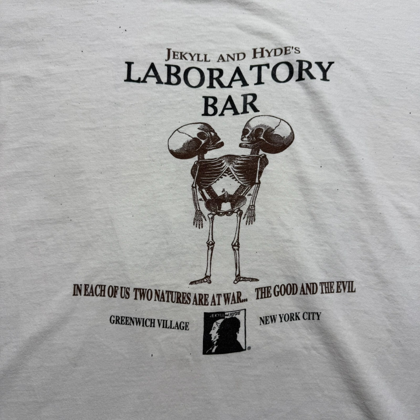 Vintage 90s EERIE JEKYLL AND HYDE'S LABOTATORY BAR Good Evil Twin Shirt Size XL gallery