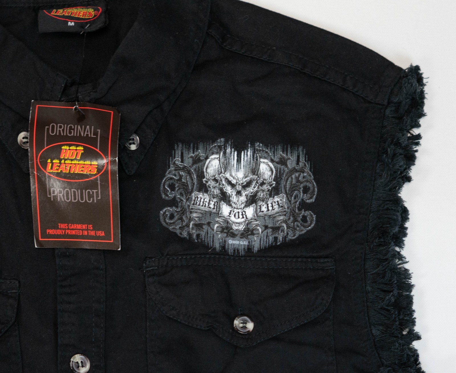 Vintage Y2K Biker Vest Skulls Men Size M NEW NWT Harley Chopper Thrashed WCC gallery