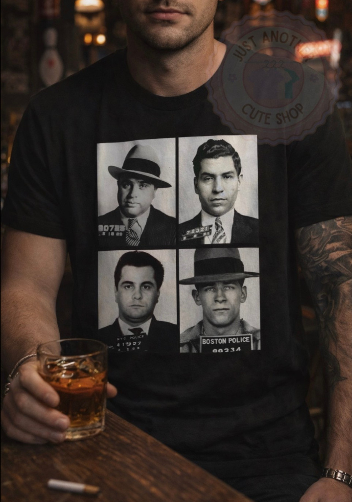 Mafia Icon Mugshot T-Shirt ✩ Al Capone, Lucky Luciano, Whitey Bulger, John Gotti gallery