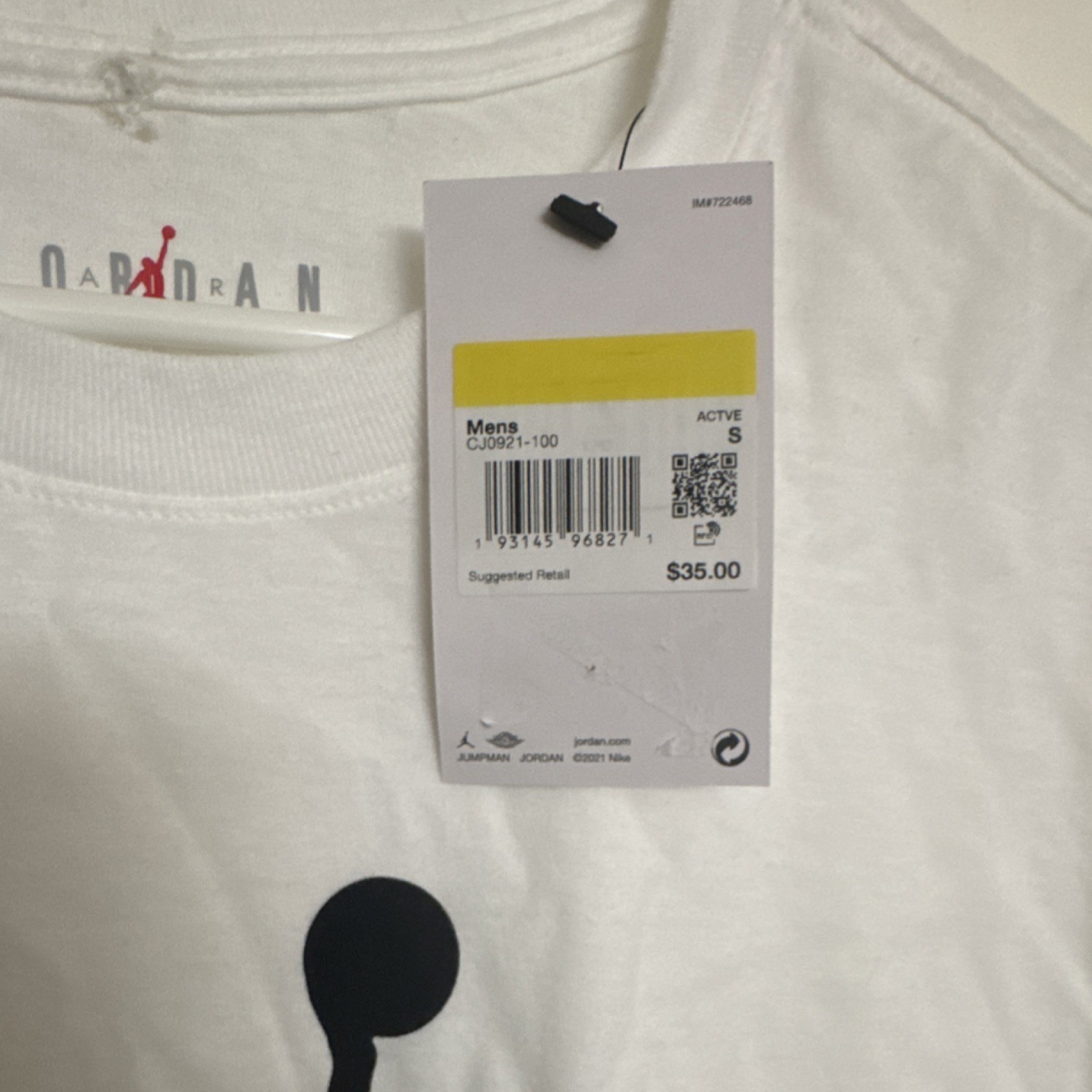 Jordan Jumpman Logo White Cotton Men's T-Shirt Size S CJ0921-100 gallery