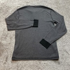 Old Navy Tee Shirt Mens Large Long Sleeve Gray Thermal Henley Neck Stretch Adult