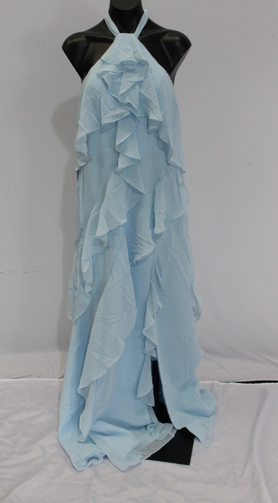 Azazie Women’s Velma A-Line Side Slit Maxi Dress EH6 Sky Blue Size A6 NWT