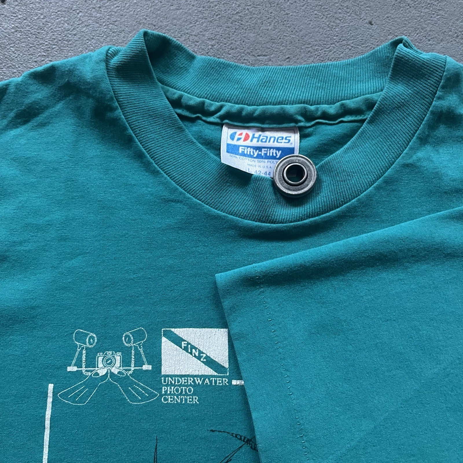 1989 Diver Lobster Funny Graphic T-Shirt Aqua Blue Scuba Diving Ocean Size Large gallery
