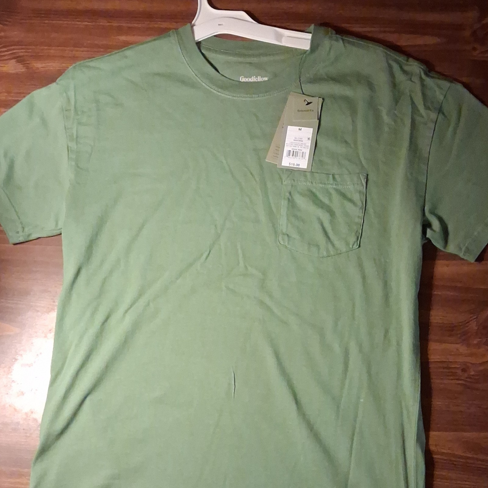 Goodfellow & Co Green Relaxed Fit Cotton Pocket Crew Neck T-Shirt Men's Size M gallery