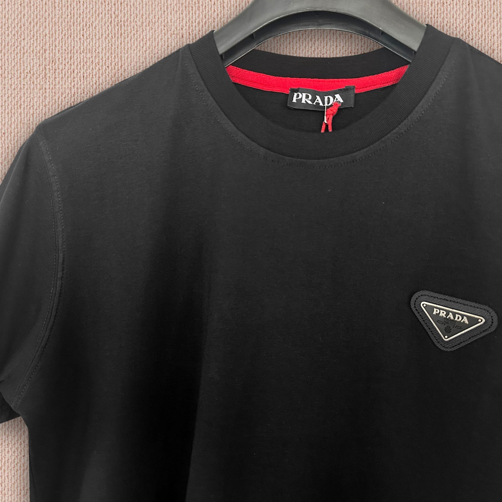 Prada Black T-shirt --- Triangle Grey Logo Patch -- Size 2XL-- Tariff Paid gallery