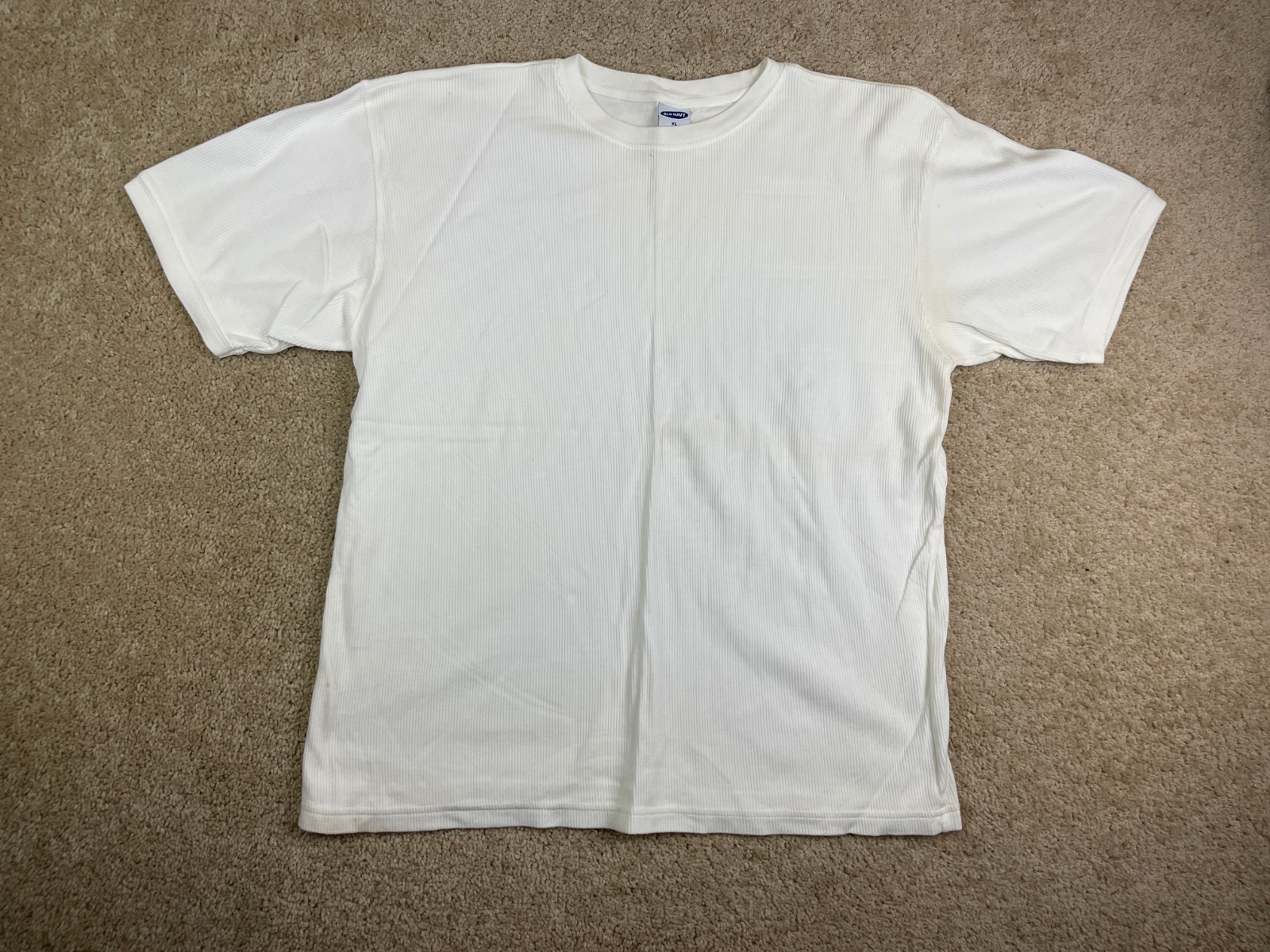 Vintage Old Navy Basic T-Shirt Mens XL Ribbed Knit Crewneck Solid White