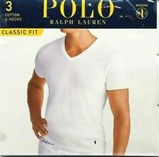 3 POLO RALPH LAUREN MENS COTTON BLACK V-NECK T-SHIRTS UNDERSHIRTS S M L XL XXL gallery