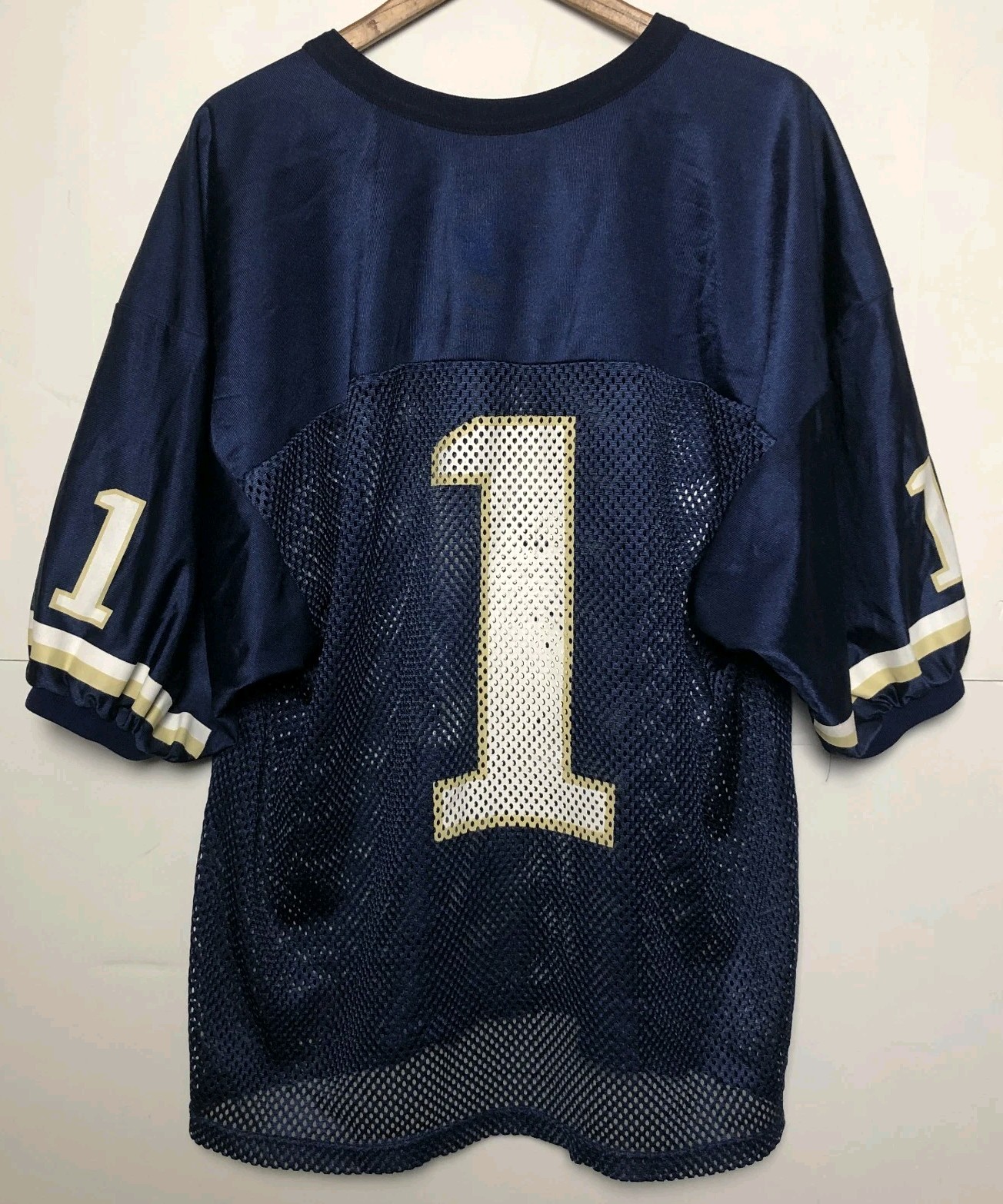 Vintage 90s US Navy Football Jersey Mens 2XL Blue Mesh Satin Cisco Inc 26x30 gallery