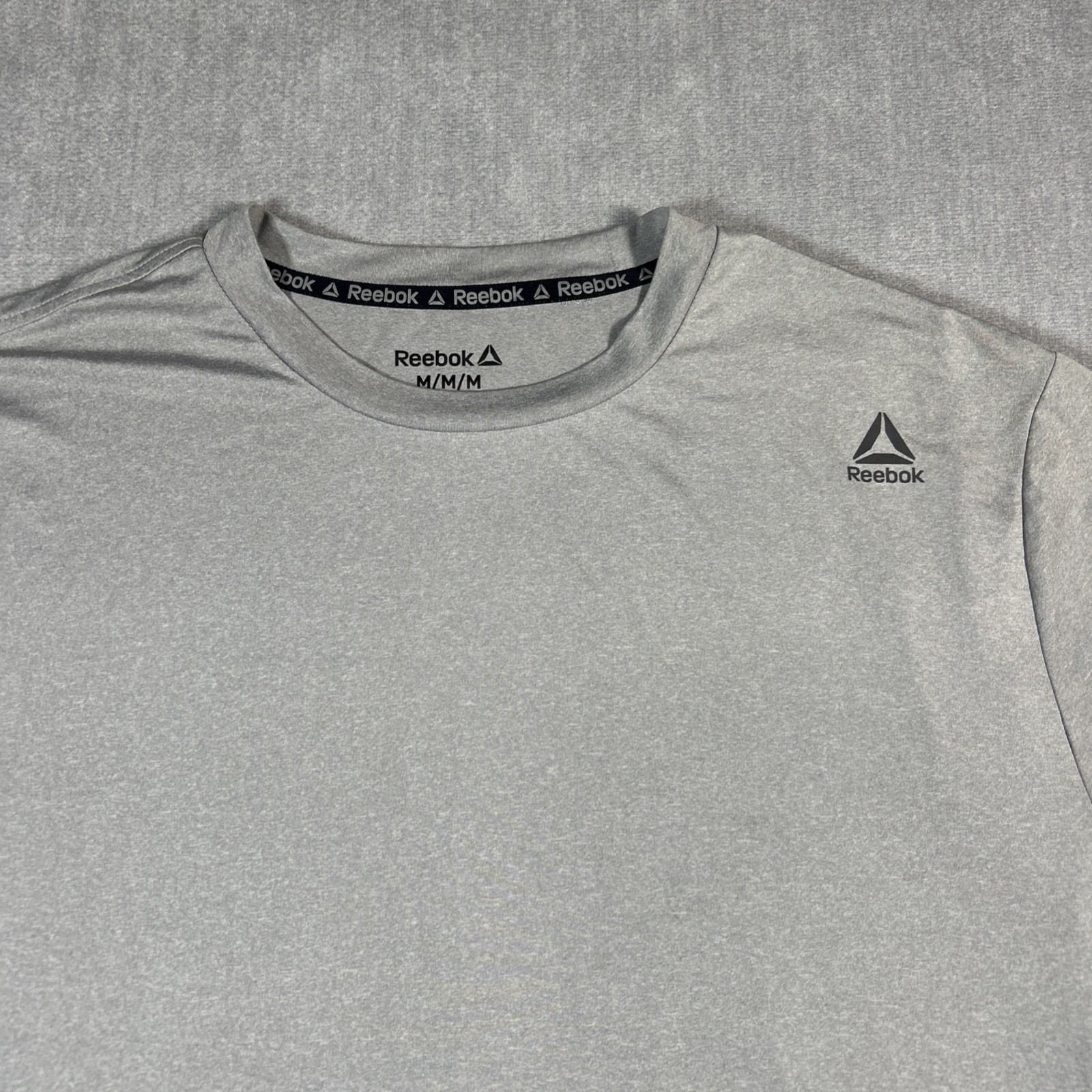 Reebok Mens Polyester Stretch T-shirt Work out Gym Medium Sport Tee Gray gallery