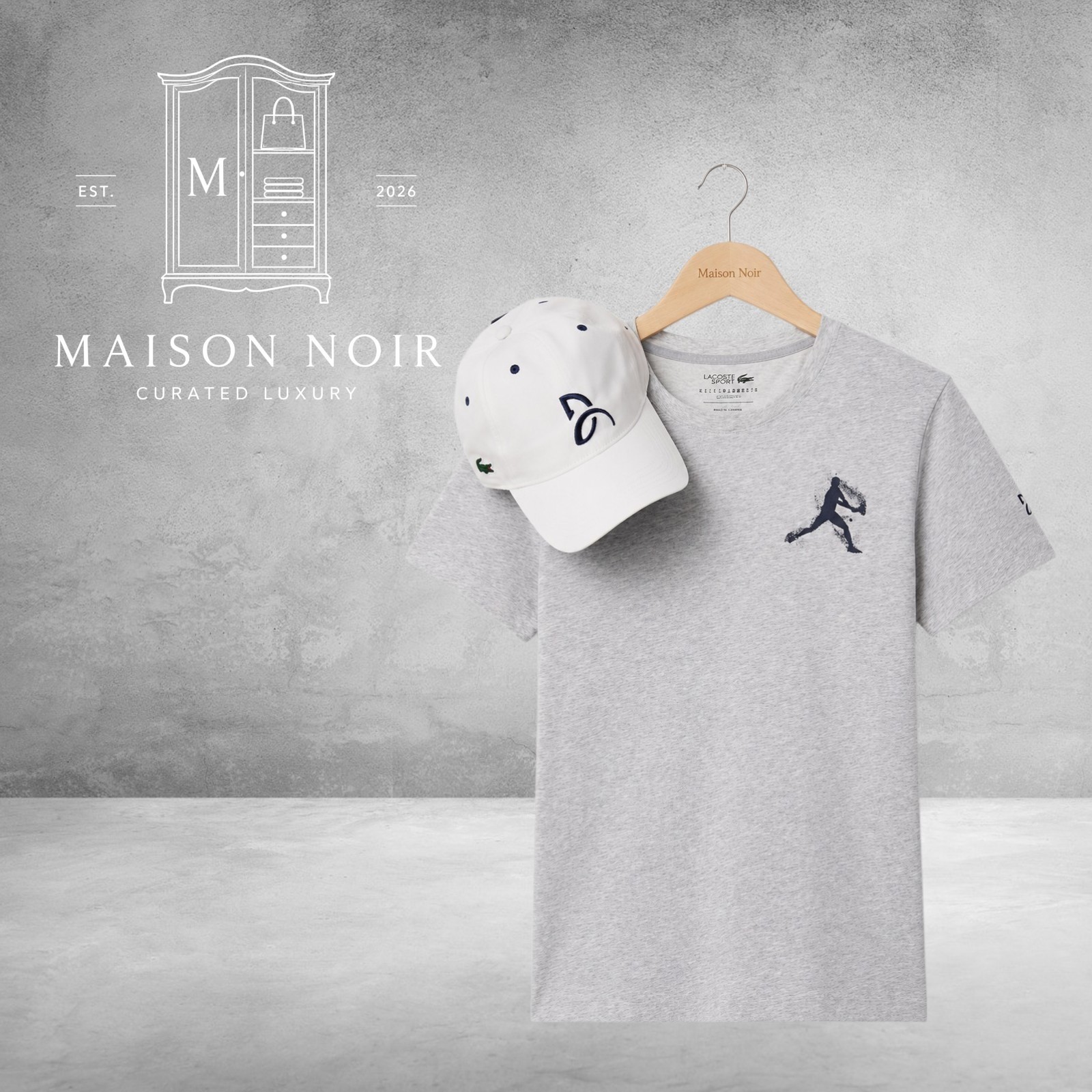 Lacoste x Novak Djokovic Men's Regular Fit Gray On Court T-shirt & Cap Medium gallery