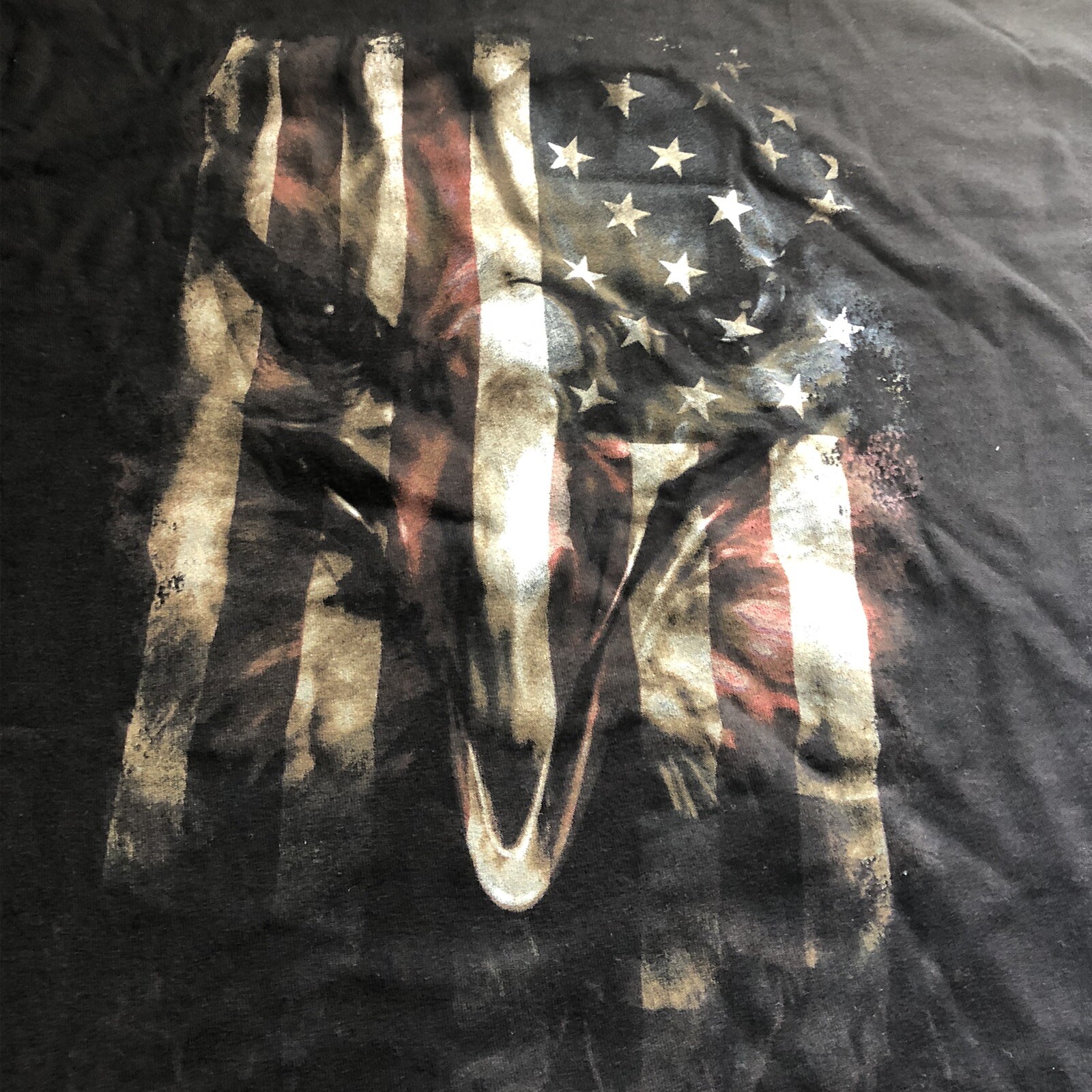 American Flag Usa Patriotic Deer Skull Hunting Black T-Shirt Sz XXL 1739 gallery