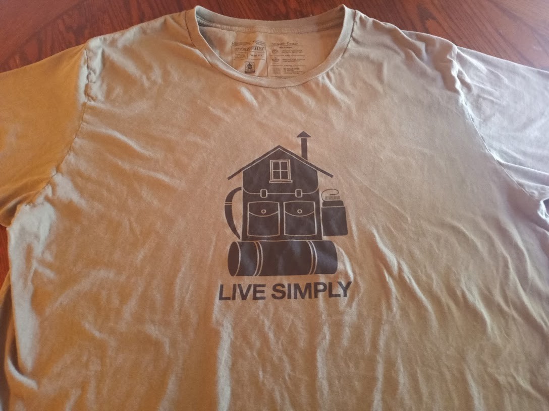 Patagonia T Shirt Camping Men’s XXL Live Simply Olive Green Organic Cotton (01) gallery