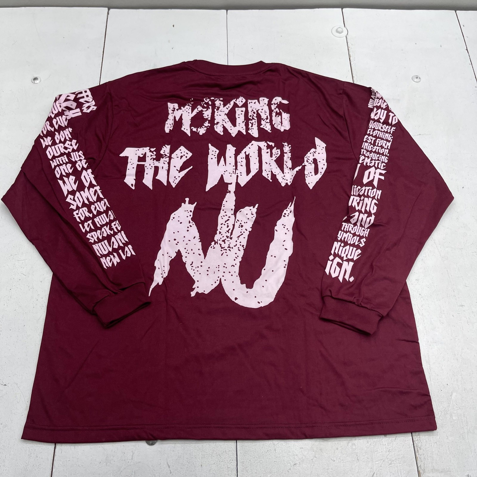NULANGUAGE Collection Shirt Mens XL Red Long Sleeve World Graphic Tee Streetwear gallery