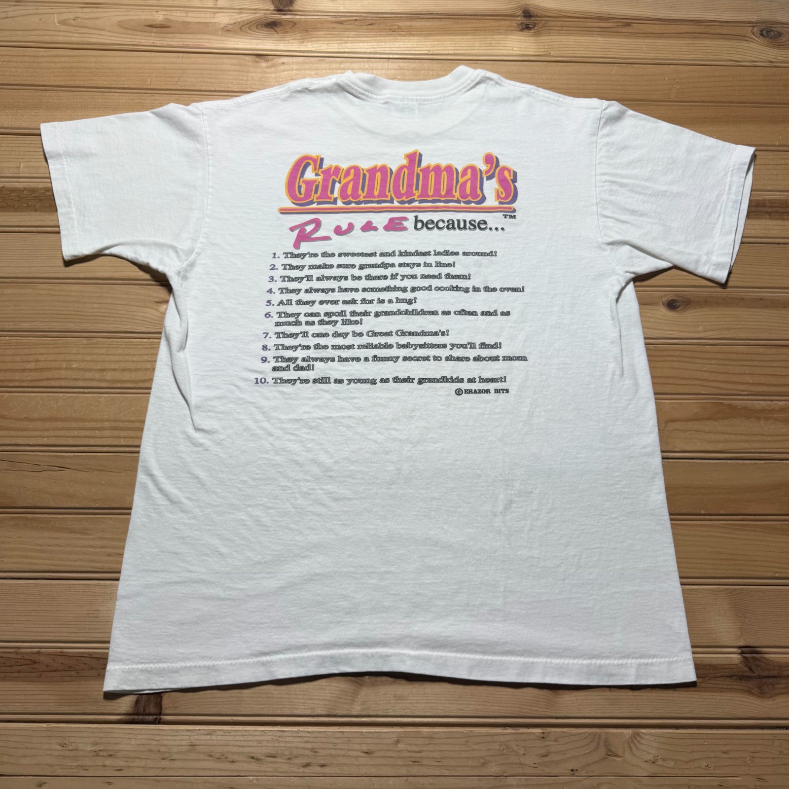 Vintage 90s Grandma’s 10-Rules Quote Funny Humor Graphic T-Shirt USA – Large