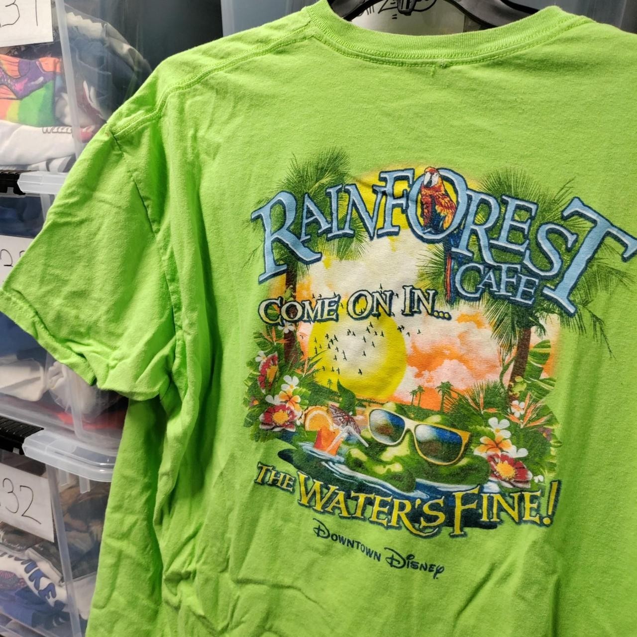 vintage rainforest cafe shirt Disney The Waters Fine Tee Green Wear 2xl A257 gallery