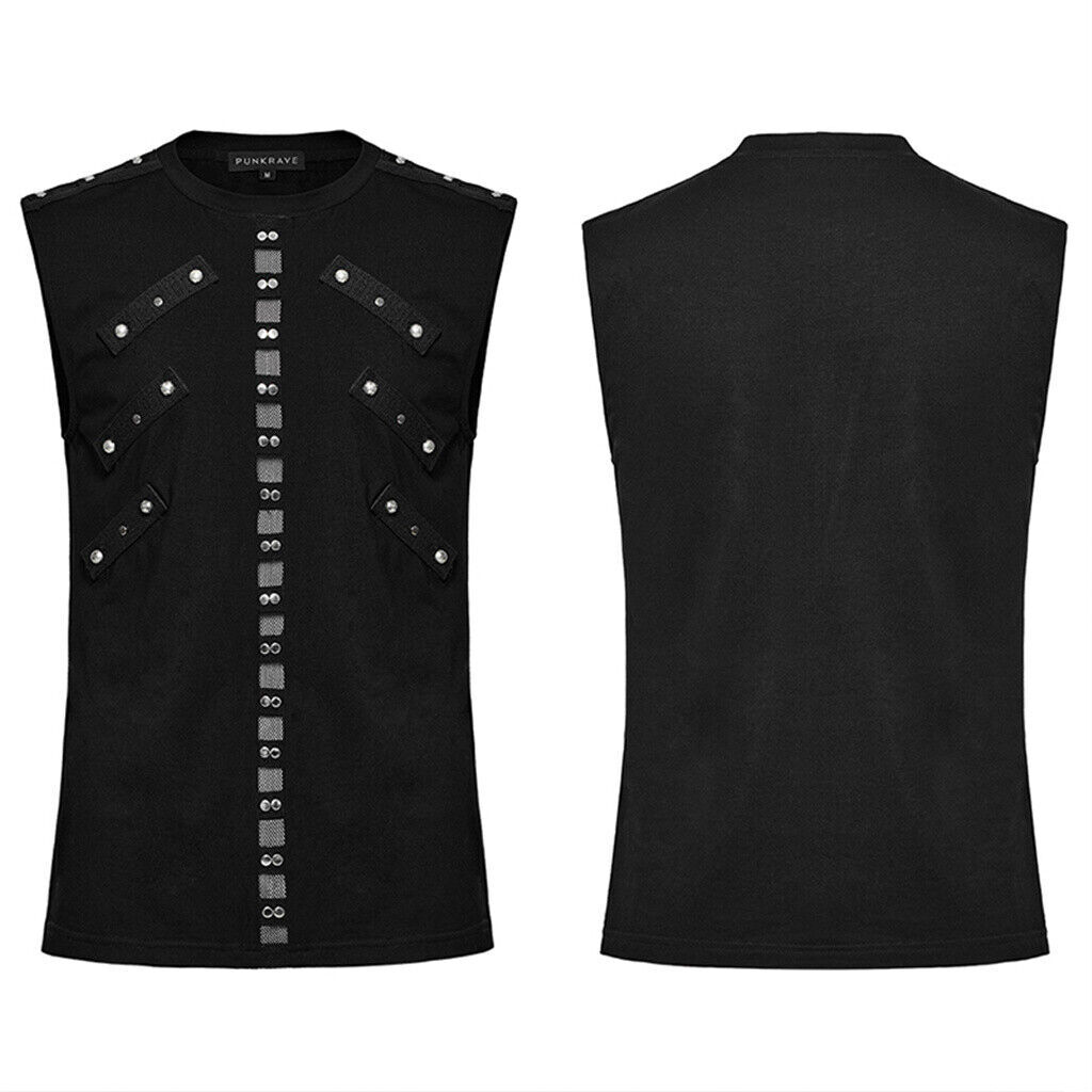 PUNK RAVE Men Black Punk Rock Gothic Steampunk Sleeveless Tops Tank Vest gallery
