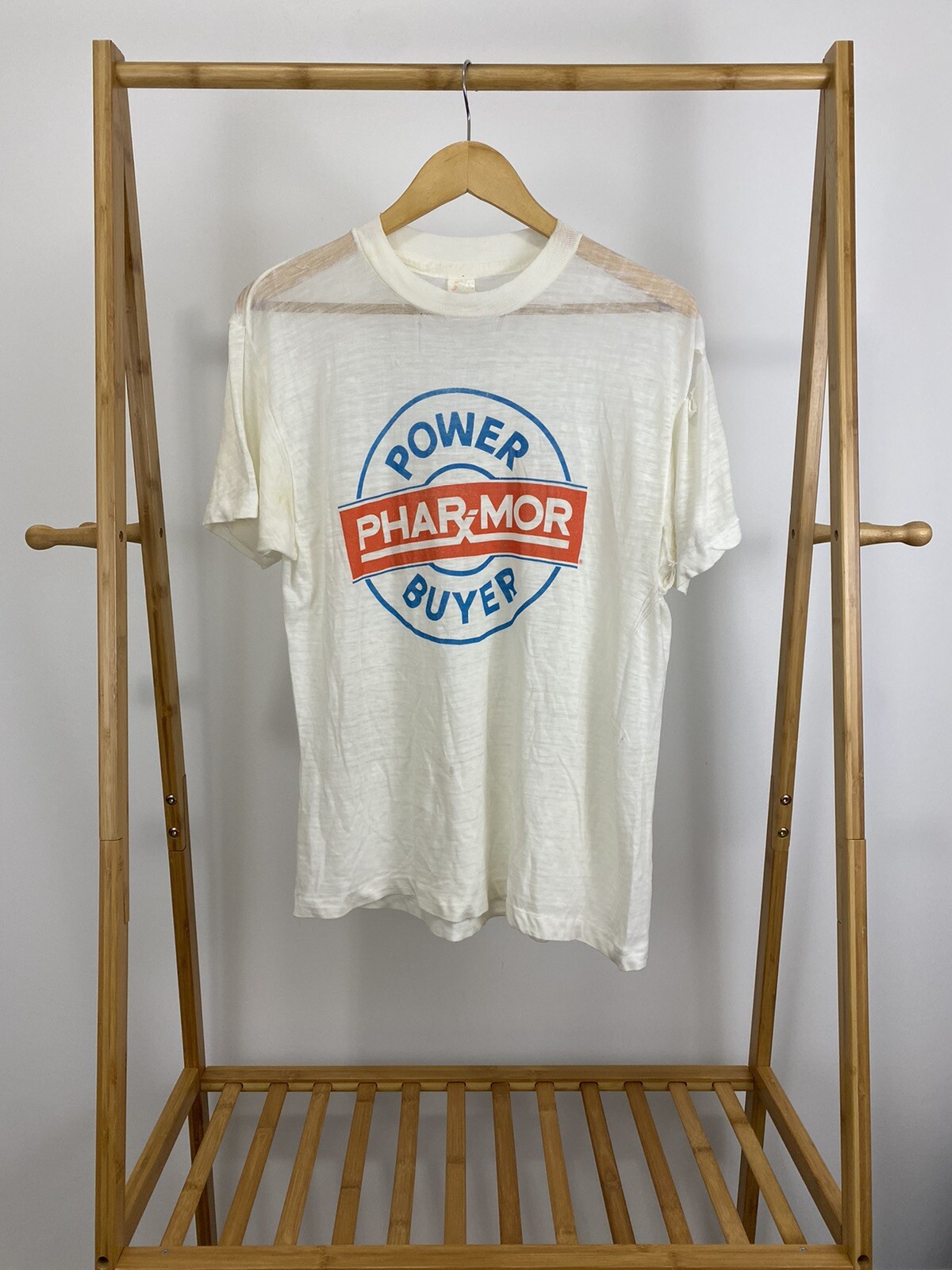 VTG 80S Phar-Mor Power Buyer Burnout Super Paper Thin Single Stitch T-Shirt L gallery