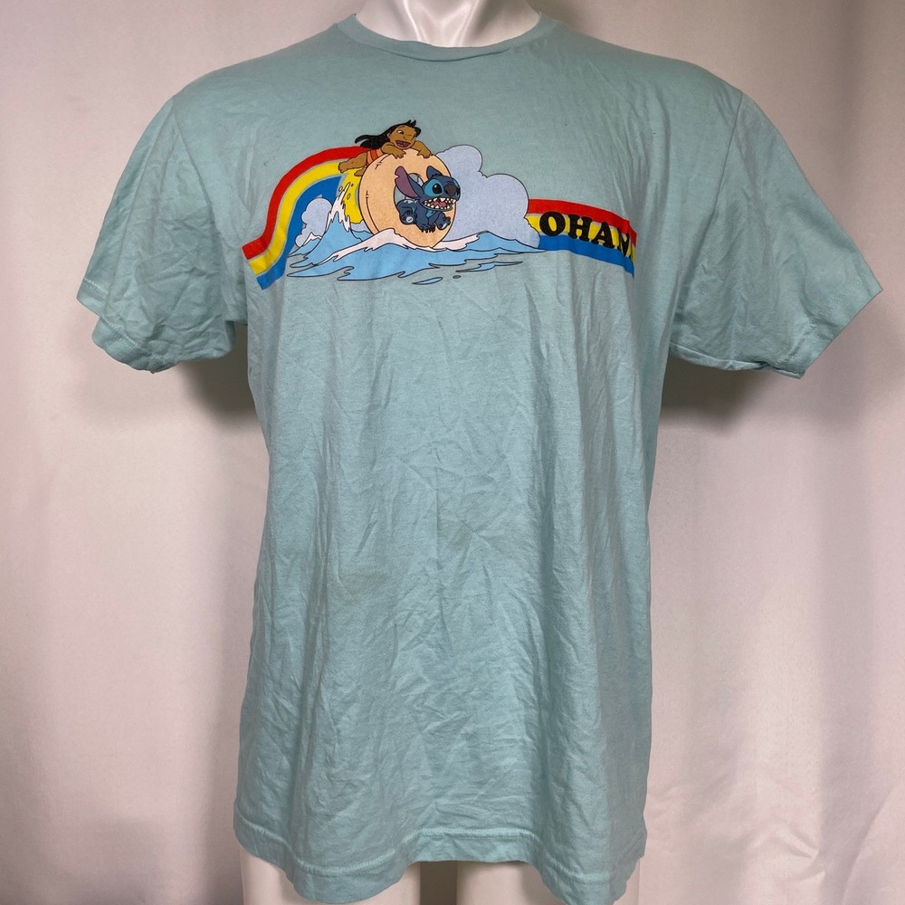 Lilo & Stitch Ohana Surfing Lilo Rainbow Teal Disney T-Shirt Men’s XL