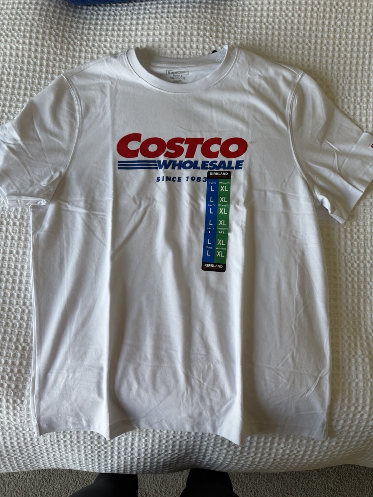 Costco Kirkland Signature Unisex Logo Crewneck Tee, White, Men’s L Women’s XL gallery