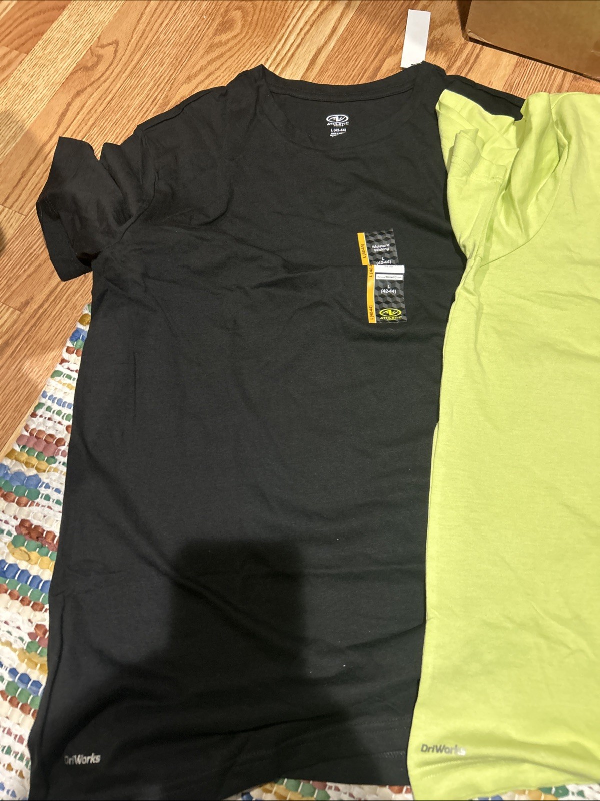 (2) Athletic Works Shirt Mens Large Moisture Wicking Crew Tee Black and Green gallery