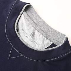 BRUNELLO CUCINELLI Embroidered Layered Short-Sleeve T-Shirt, Size M