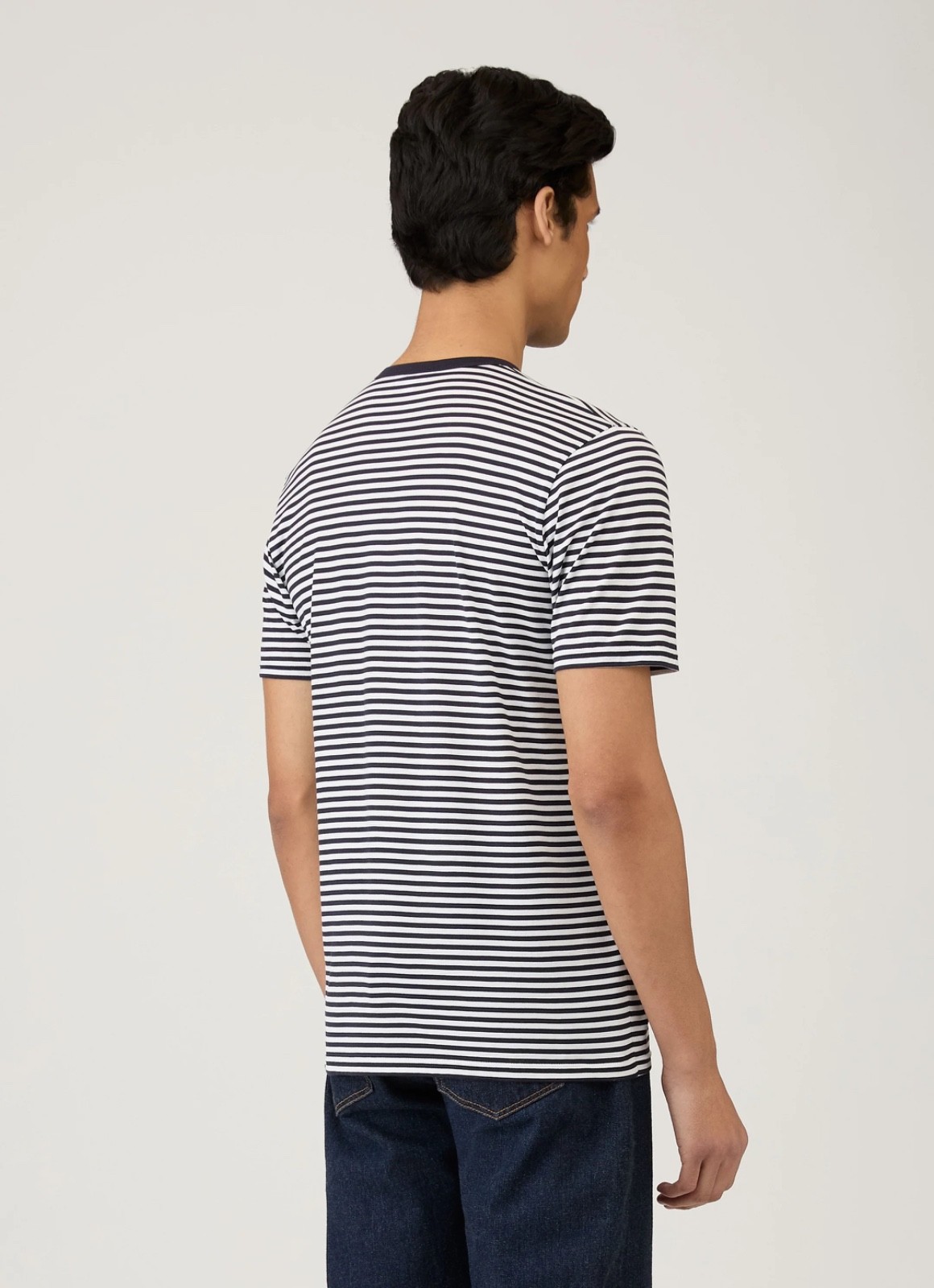SUNSPEL Men’s Classic Short Sleeve Striped T-Shirt, Ivory/Navy, Size XL, XXL gallery