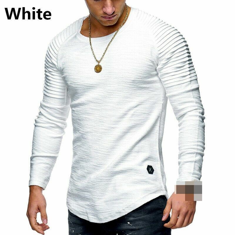 Men’s T-shirt O Neck Slim Fit Casual Muscle Tee Tops Blouse Long Sleeve M-3XL /A