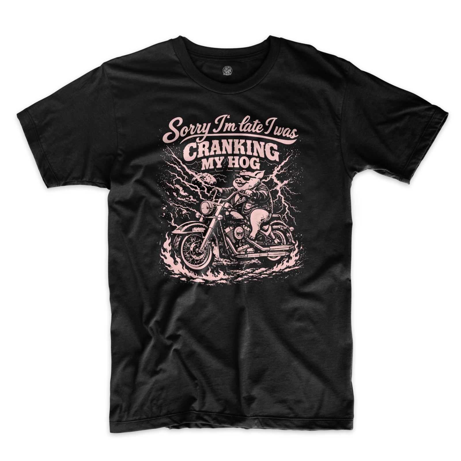 Sorry I’m Late I Was Cranking My Hog Shirt Funny Biker Meme Motorcycle Tee gallery