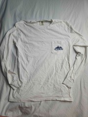 Old Row Pocket T-Shirt Mens Medium Mountain Graphic White Long Sleeve Gorpcore