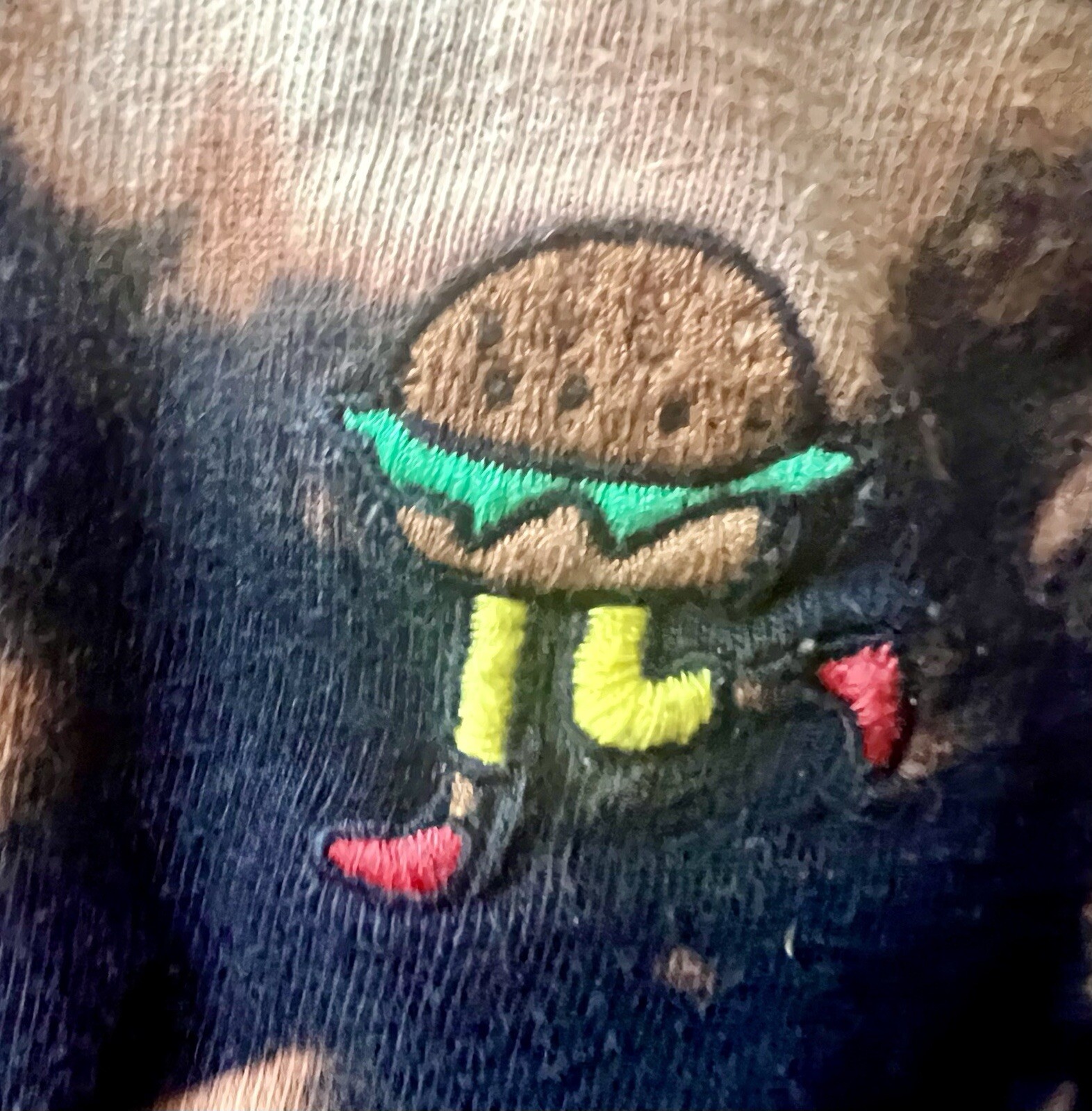 Uniqlo SPRZ NY Timothy Goodman Hamburger Guy Logo Brn/Tan Tie Dye Tee Mens Sz.M gallery