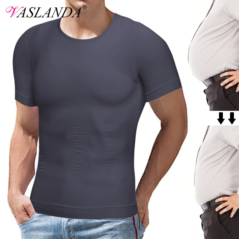 Men's Slimming T-shirt Weight Loss Body Shaper Tank Tops Chest Compression Shirt gallery